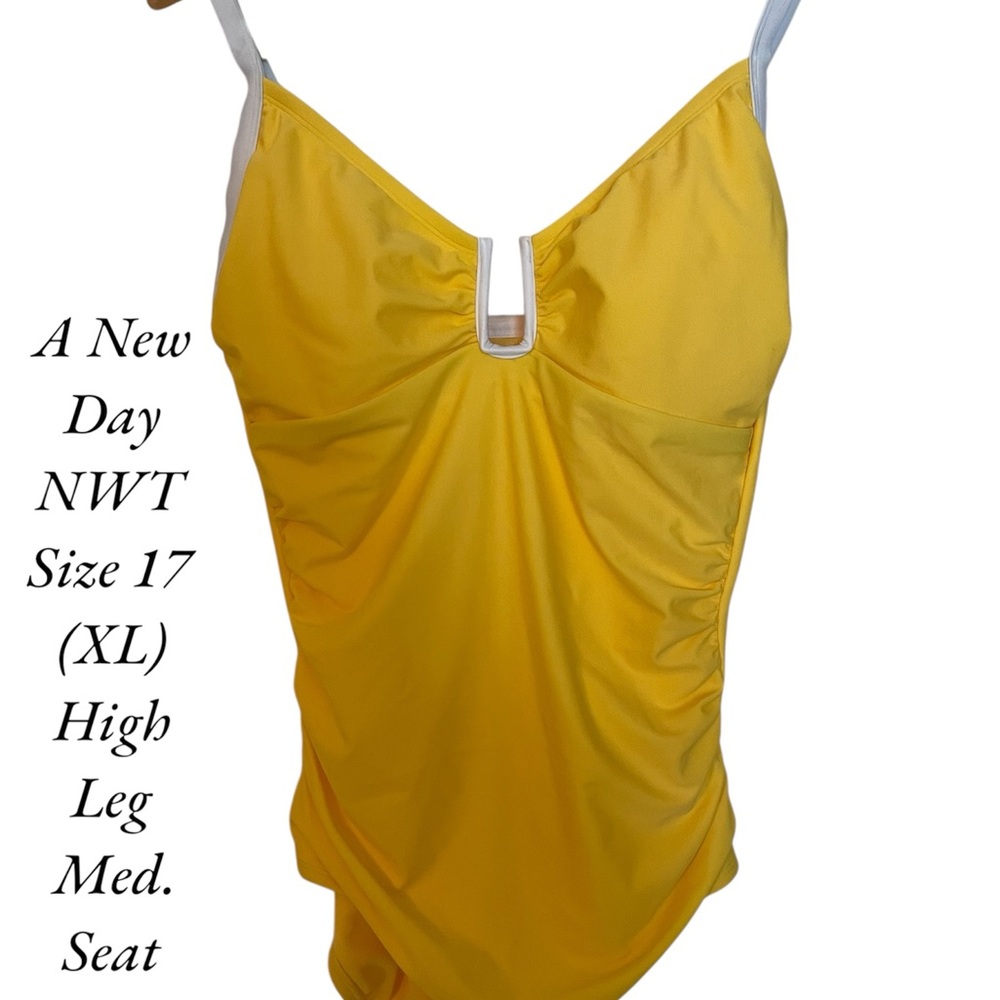 NWT Shade & Shore Yellow One-Piece Swimsuit Bathing Suit Size 17/XL MSRP $36